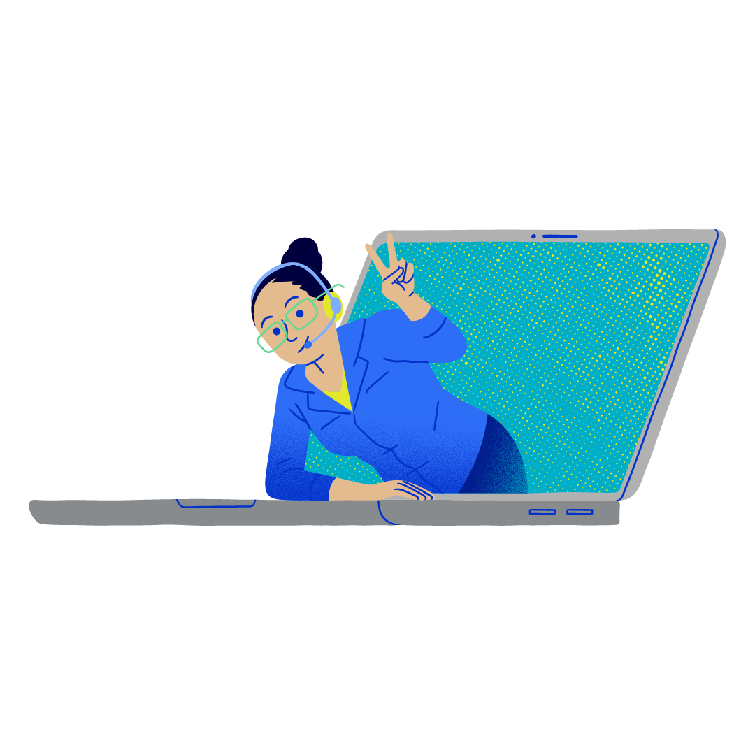 Asesora saliendo de un computador para brindar un servicio frente a una reclamación de seguro de vida