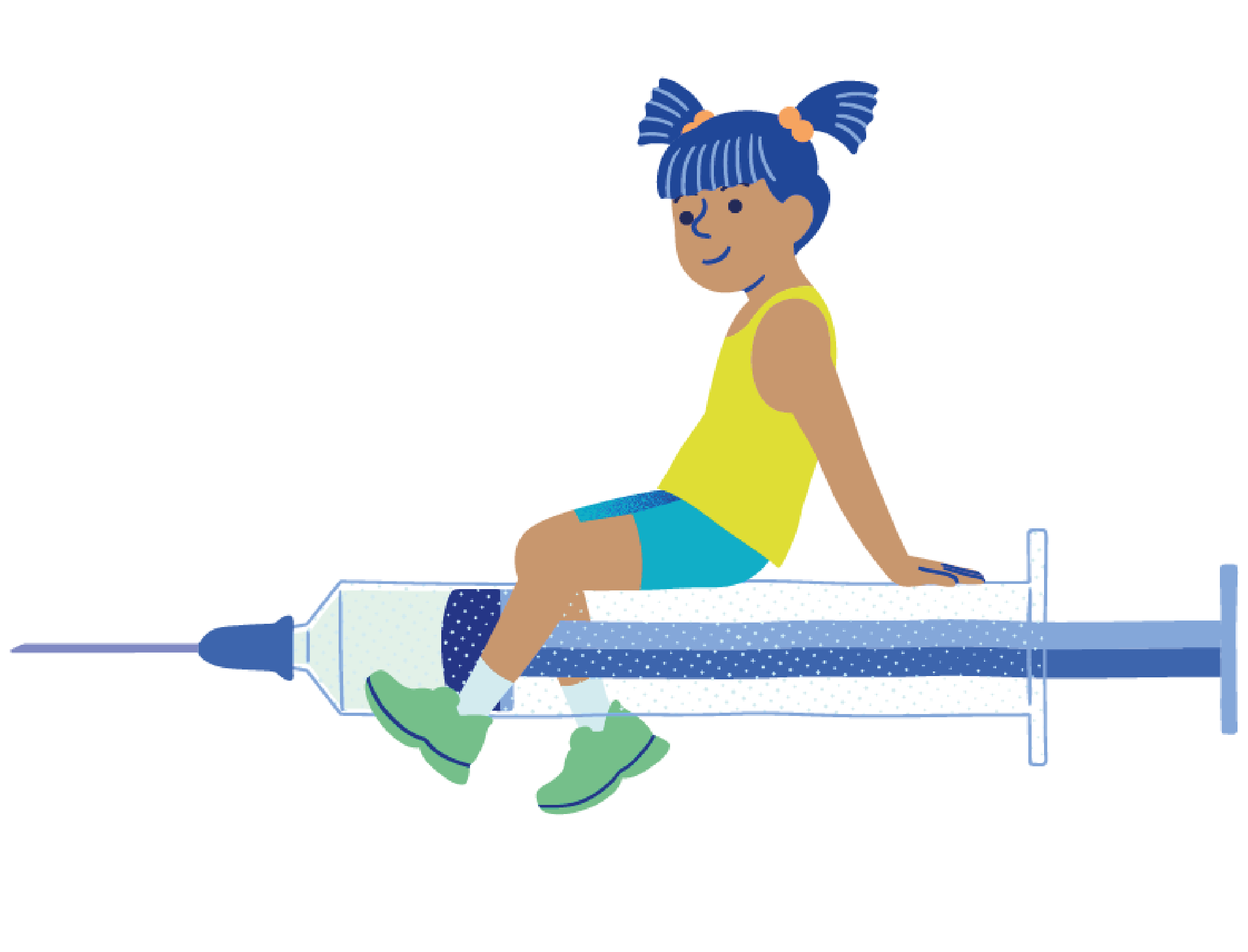 Imagen de una niña sobre una inyección